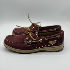 Sperry Women's Burgundy and Gold Boat Shoes